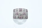 Ring i hvitt gull med diamanter og rosa stener - Bilde 2