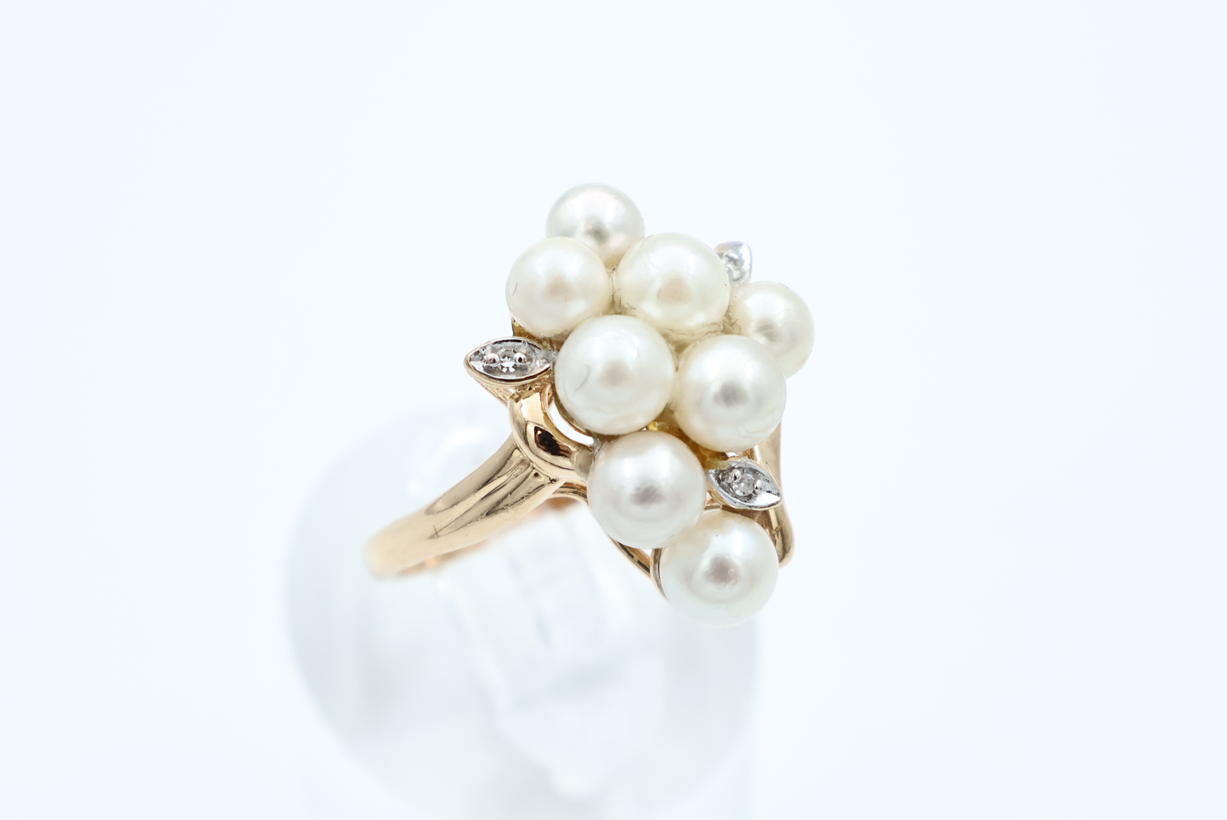 IMG_0369 Ring i gult gull med perler - Bilde 1