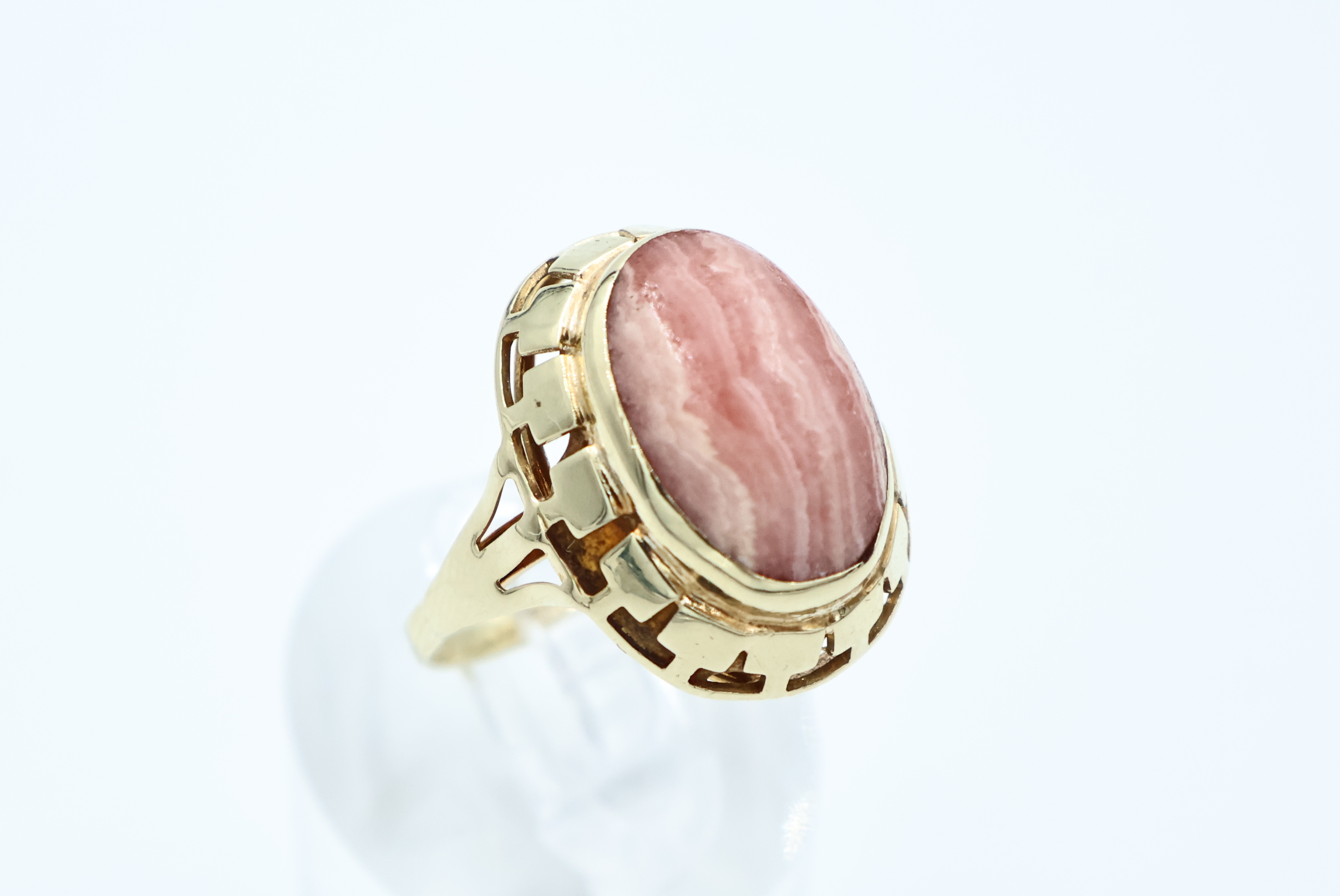 IMG_0387 Ring i gult gull med rosa sten - Bilde 1