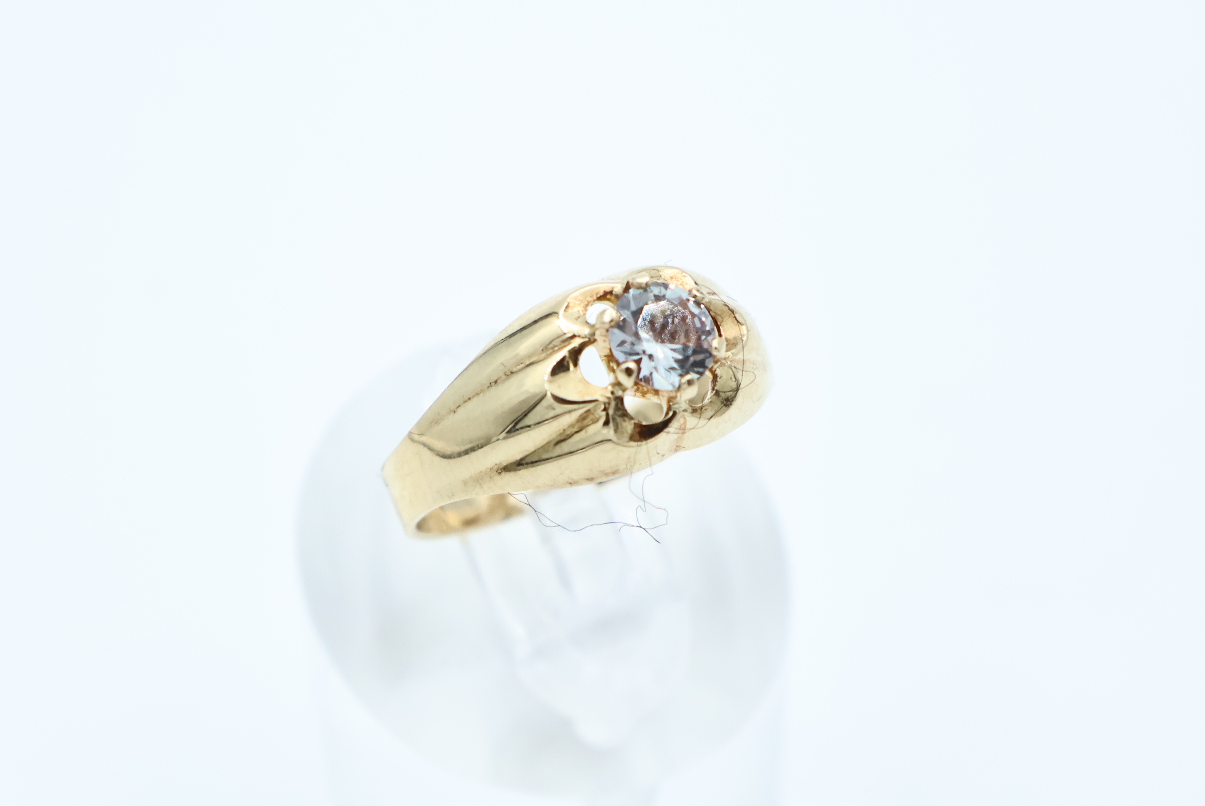 IMG_0390 Ring i gult gull med rosa sten - Bilde 1