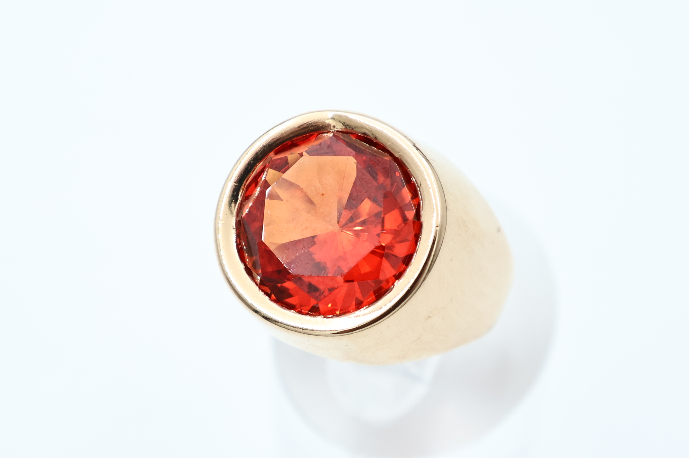 IMG_1153 Ring i gult gull med oransje sten - Bilde 1