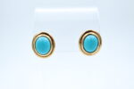 Ørepynt i gult gull med turkis stener - Bilde 2
