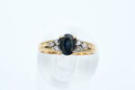 Ring i gult gull med blå sten og diamanter - Bilde 2