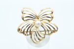 Brosje i gult gull med perle - Bilde 2