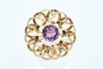 Brosje i gult gull med lilla sten - Bilde 2