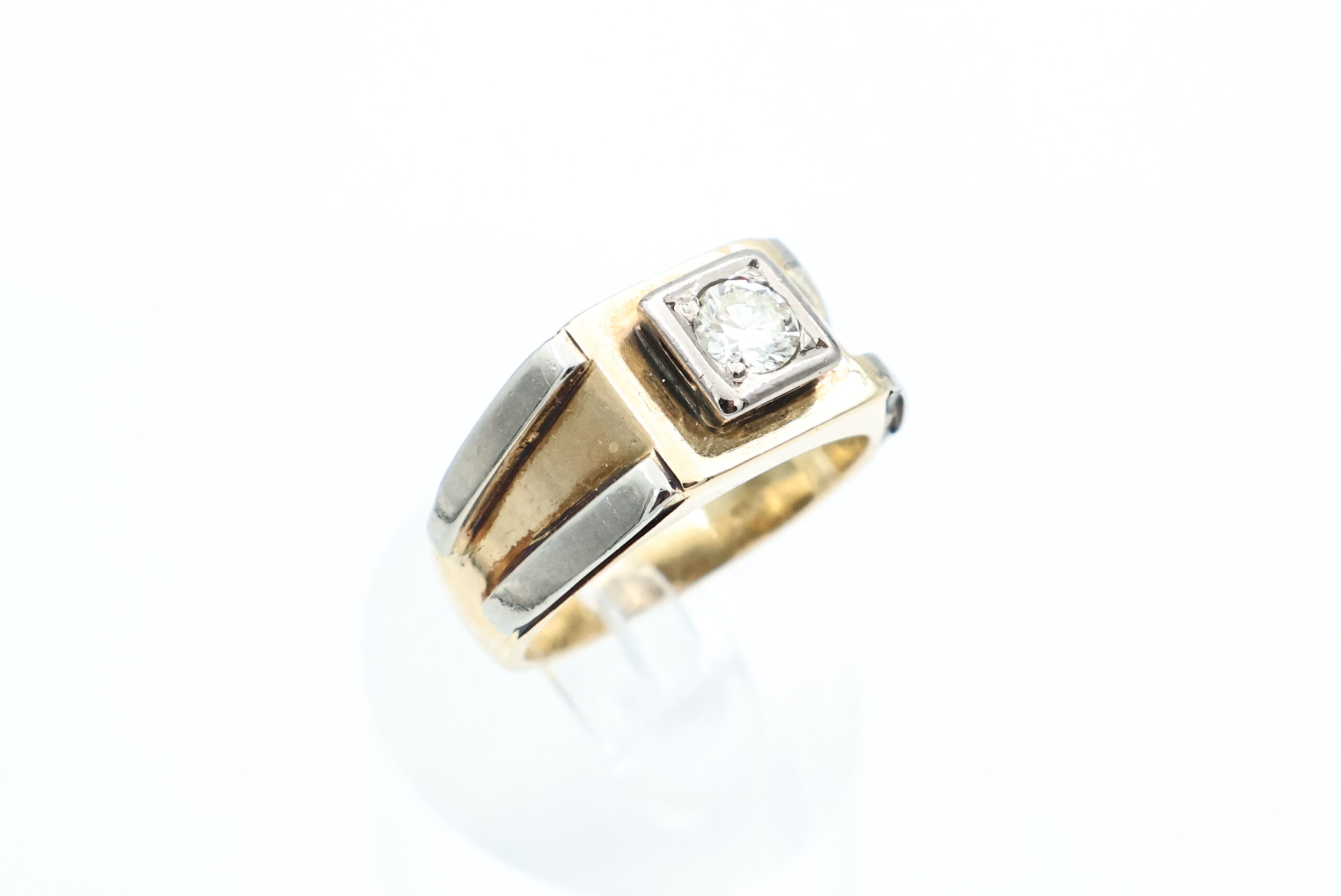 IMG_4055 Ring i flerfarget gull med diamant - Bilde 1