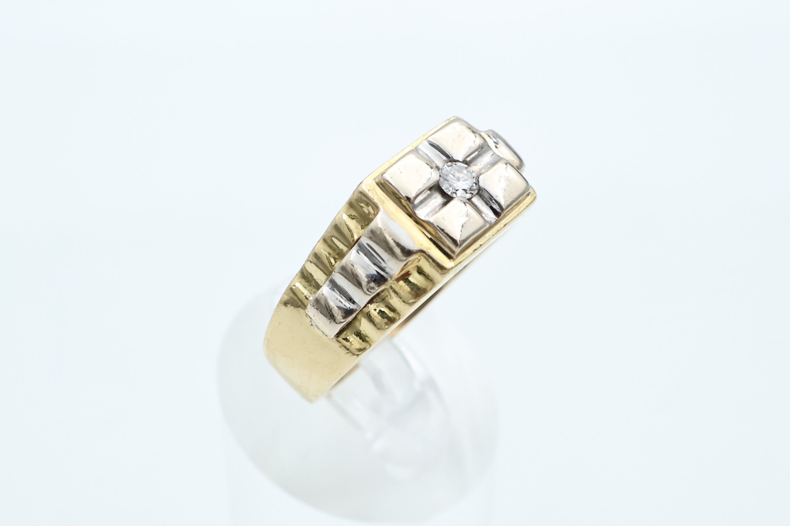 IMG_4159 Ring i flerfarget gull med diamant - Bilde 1