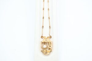 Collier i gult gull med perle - Bilde 2