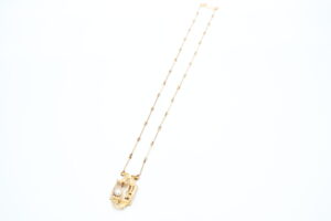 Collier i gult gull med perle - Bilde 3